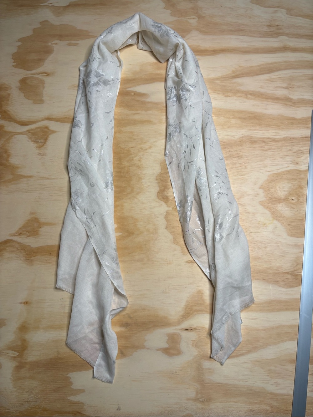 SAACHI Cream Sheer Scarf with Brand Tag